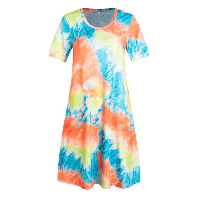 Customize Ladies Fashion Summer Design Hot Sexy Casual Print Brushed Milk Silk Tunic Dress